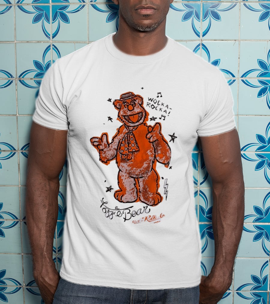 Fozzie Bear Wocka Rocka Rock N Roller Muppet Tie Star Music Notes T-Shirt