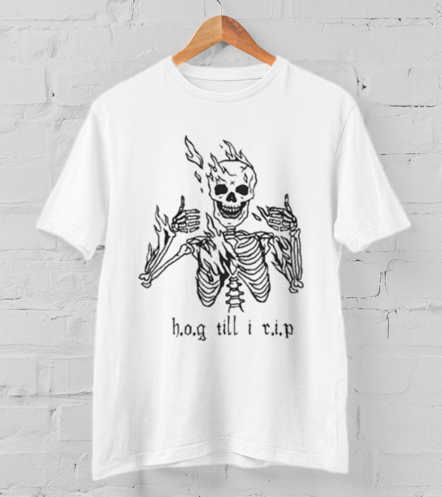 H O G Til I R I P Skeleton Motif T-Shirt