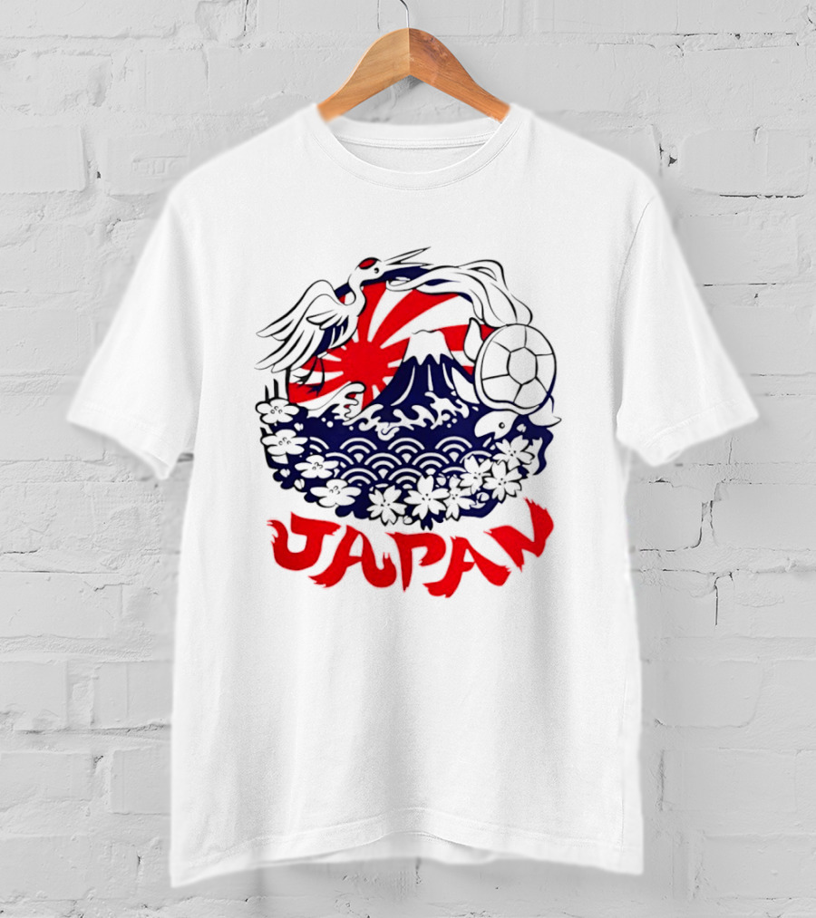 Japan Mt Fuji Crane Turtle Sakura Rising Sun Symbolism T-Shirt
