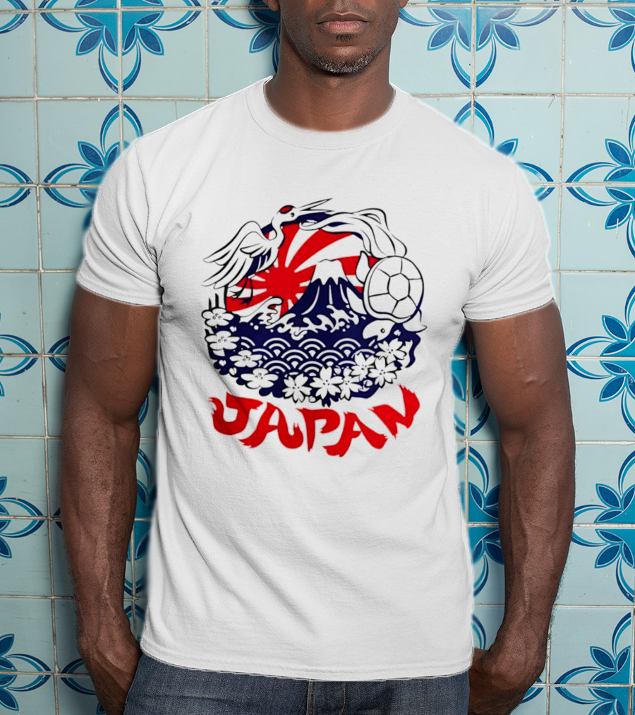 Japan Mt Fuji Crane Turtle Sakura Rising Sun Symbolism T-Shirt