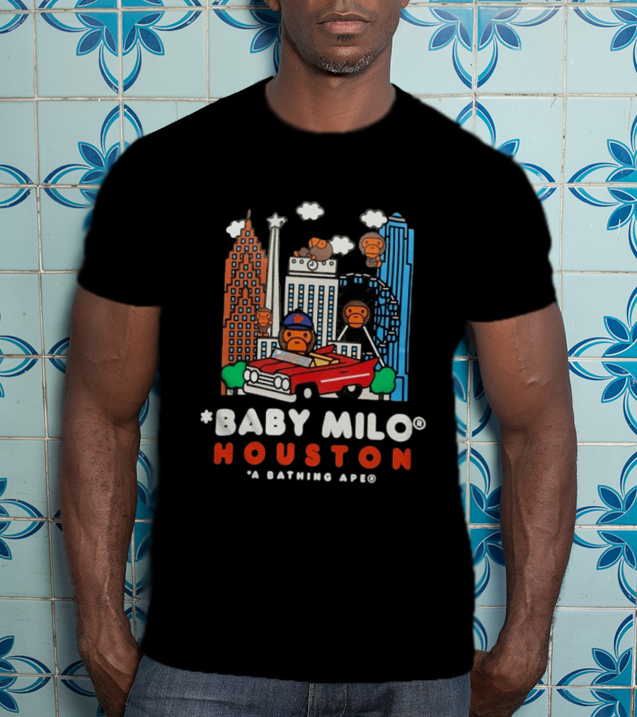Baby Milo Houston A Bathing Ape City Skyline Car Scene T-Shirt