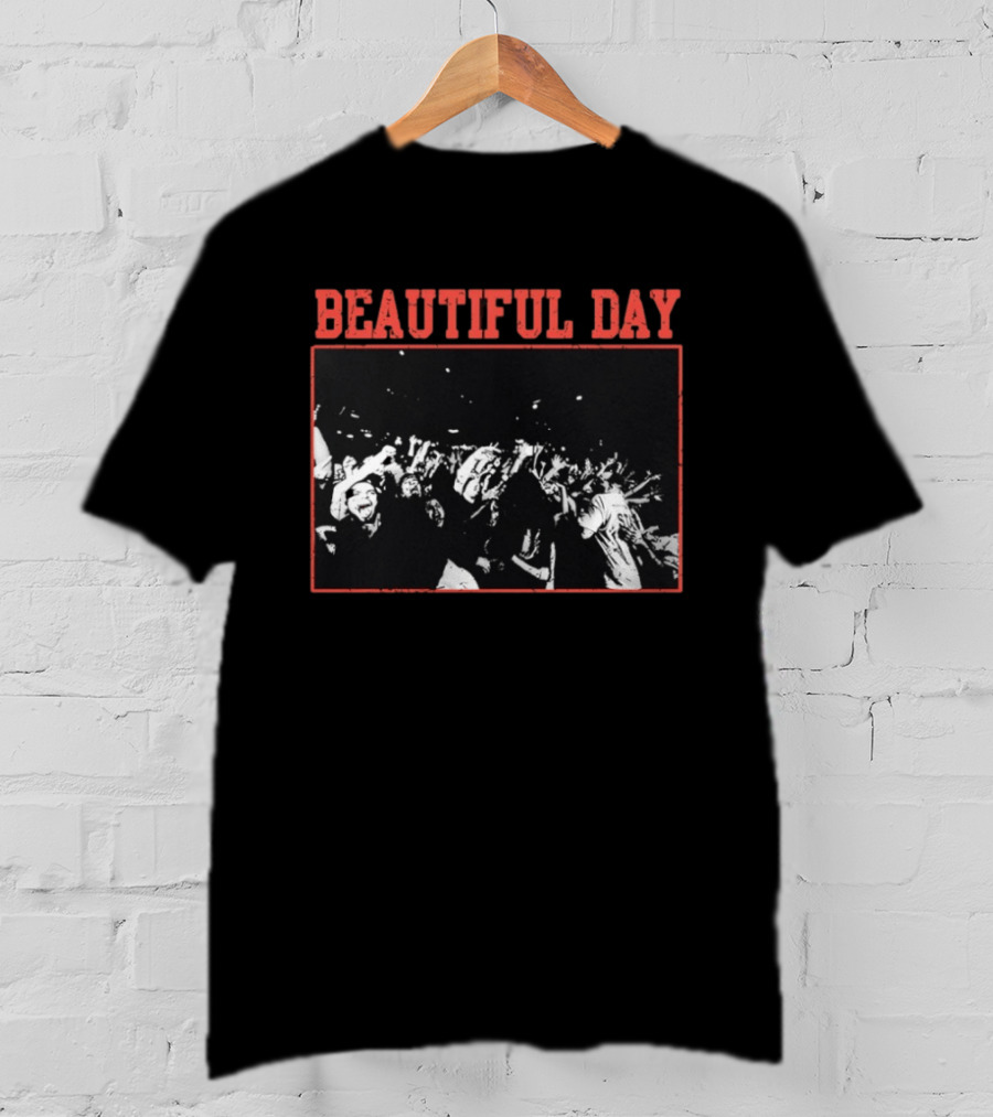 Beautiful Day Crowd Photo Black And White Concert Scene T-Shirt