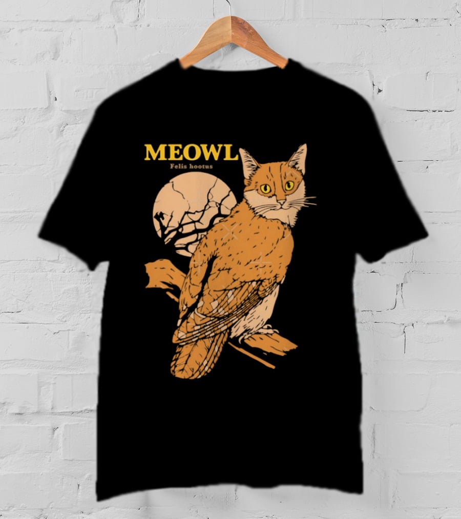 Meowl Felis Hootus Cat Owl Fusion With Moon T-Shirt