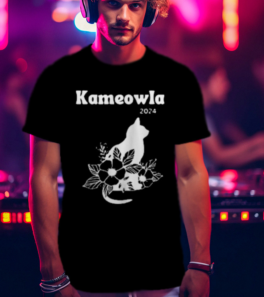Kameowla 2024 Cat Floral Theme Kamala Cat Lady T-Shirt