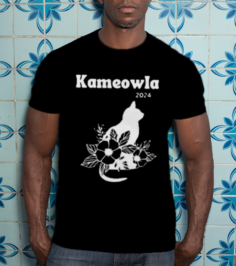 Kameowla 2024 Cat Floral Theme Kamala Cat Lady T-Shirt