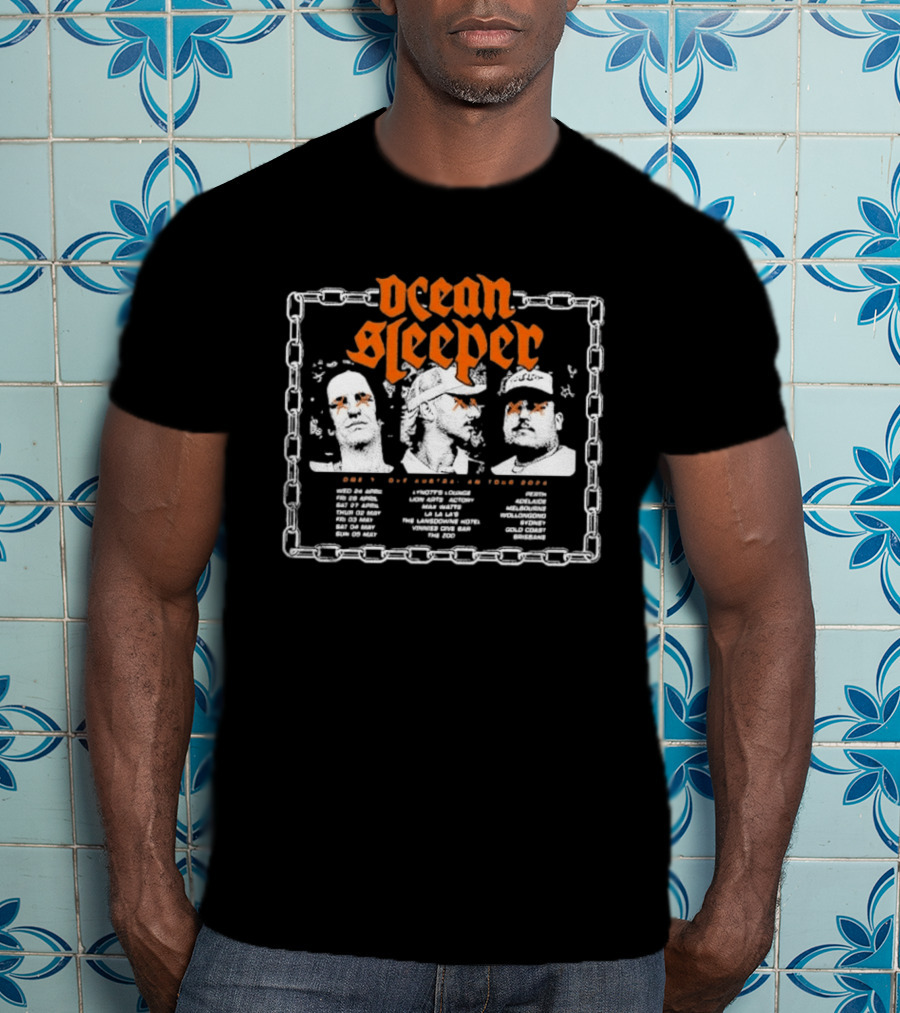 Ocean Sleeper Lonely Love Australia Tour 2024 Band Members Chain Border T-Shirt