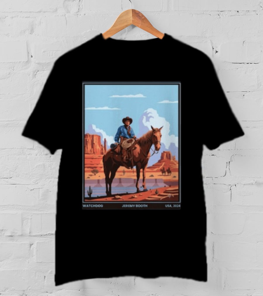 Dog Jeremy Booth USA 2020 Cowboy And Horse Desert Scene T-Shirt