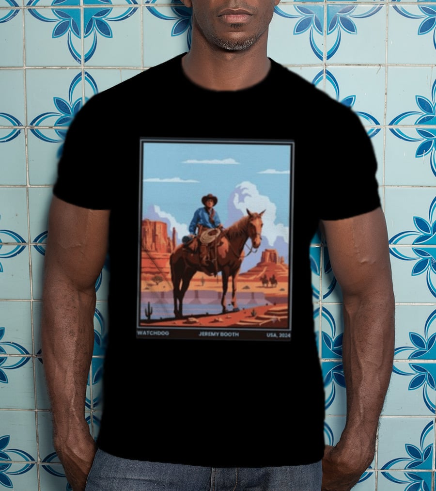 Dog Jeremy Booth USA 2020 Cowboy And Horse Desert Scene T-Shirt