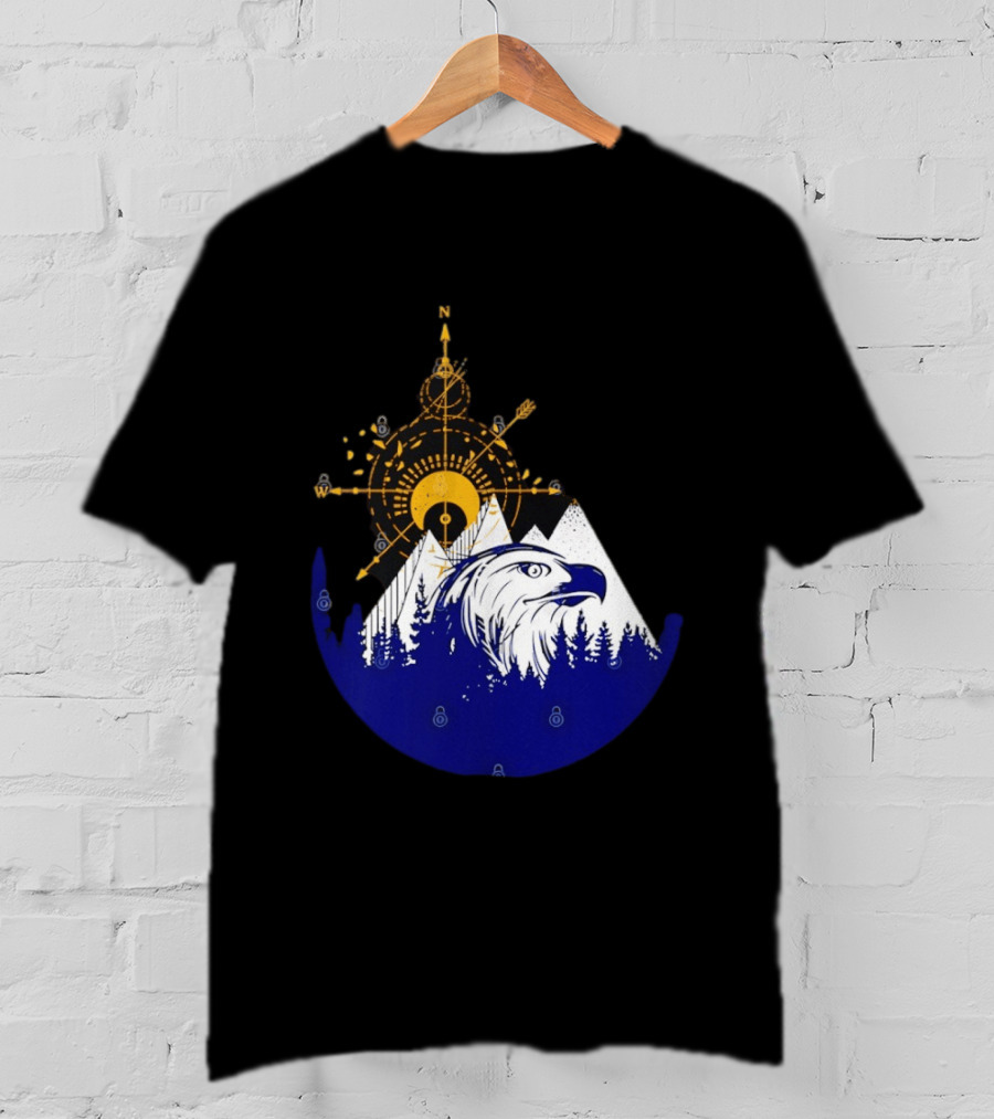 Eagle And Compass With Mountain Forest T-Shirt