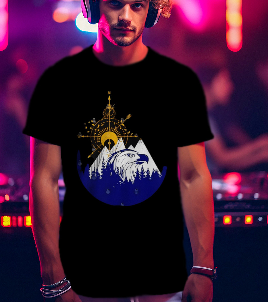 Eagle And Compass With Mountain Forest T-Shirt
