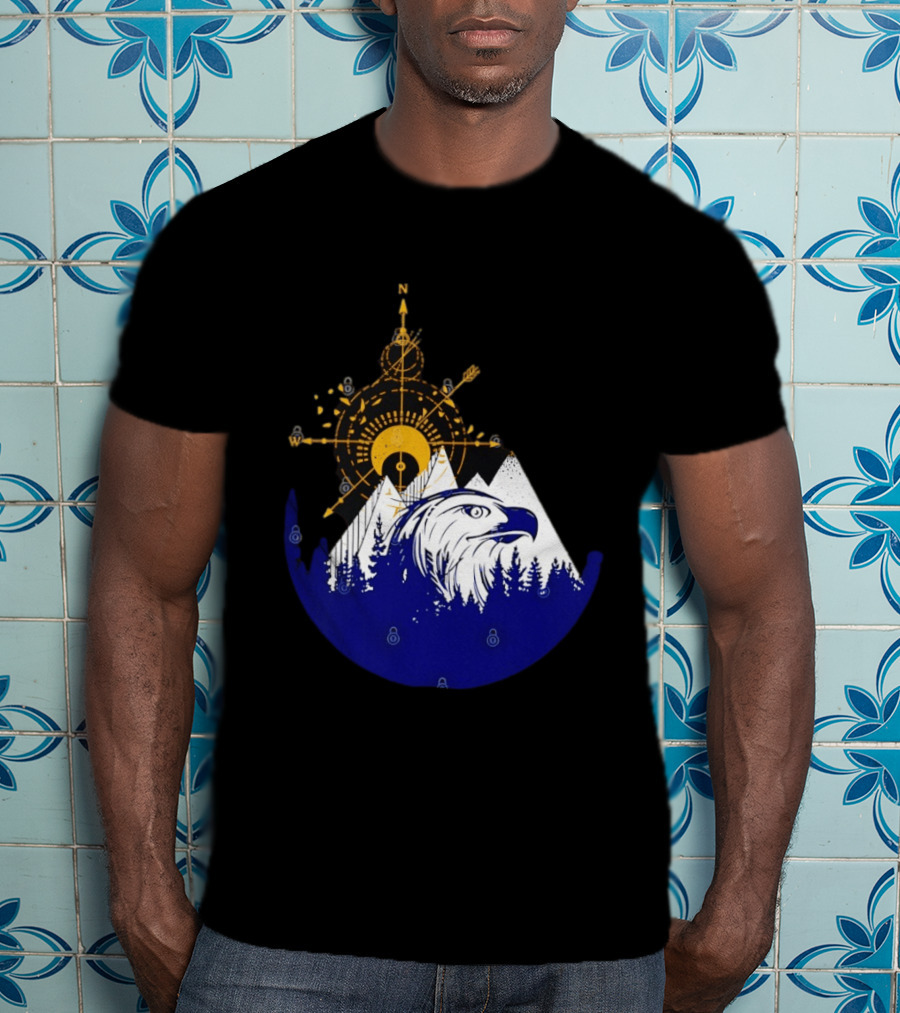 Eagle And Compass With Mountain Forest T-Shirt