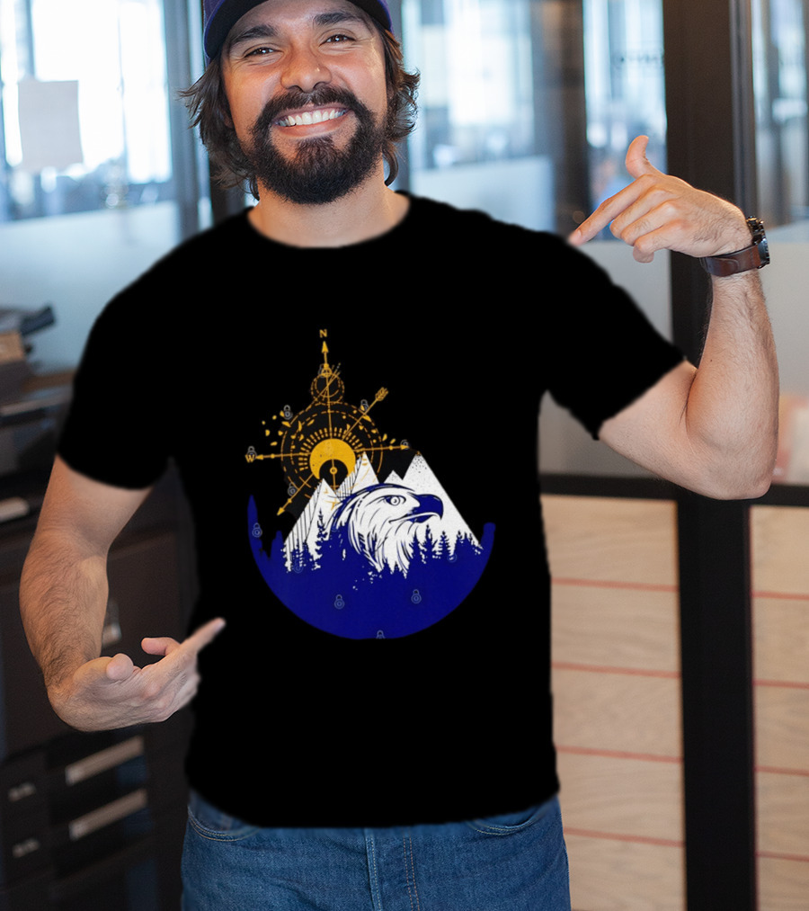 Eagle And Compass With Mountain Forest T-Shirt