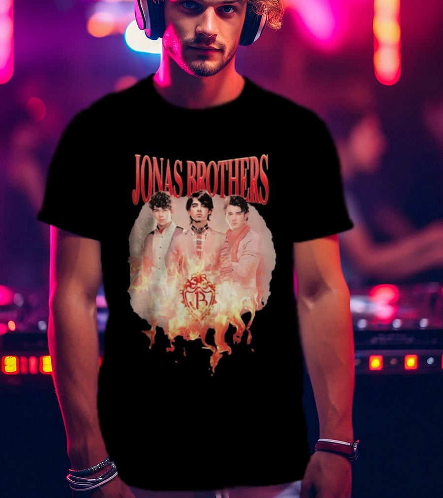 Jonas Brothers Fire Flame Trio Band Photography T-Shirt