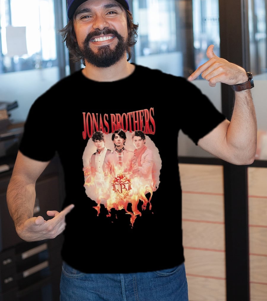 Jonas Brothers Fire Flame Trio Band Photography T-Shirt
