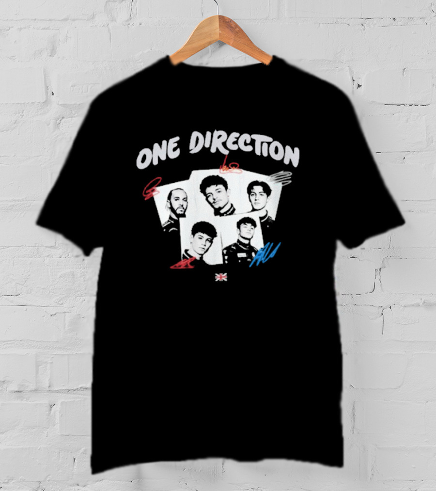 One Direction Band Portraits With Red And Blue Accents T-Shirt