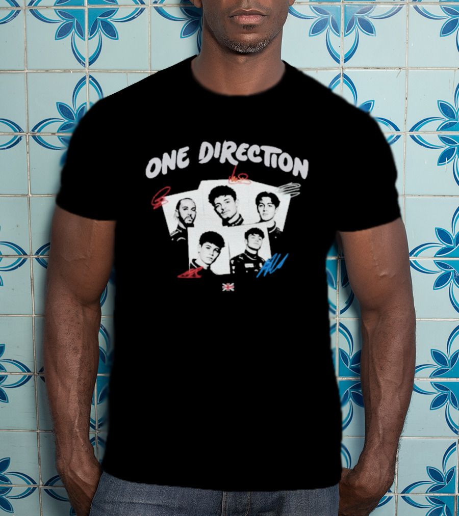 One Direction Band Portraits With Red And Blue Accents T-Shirt
