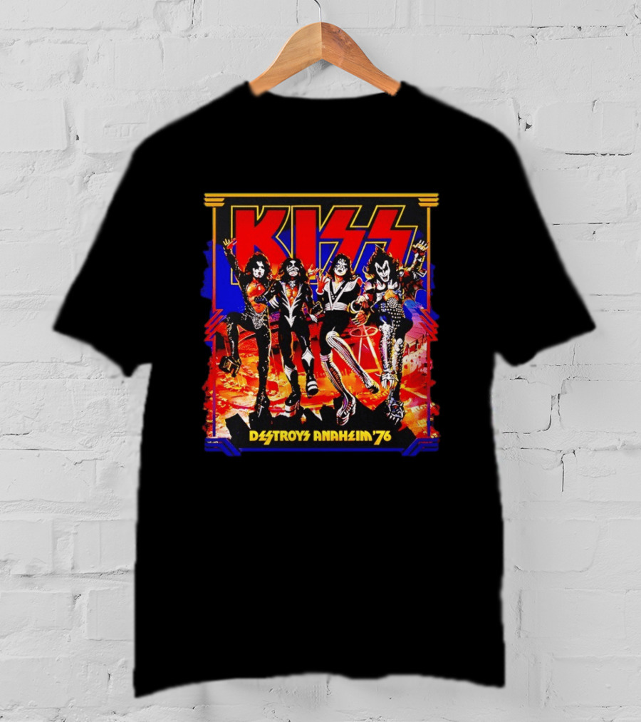 KISS Destroys Anaheim 76 Band Photo Arena Show T-Shirt