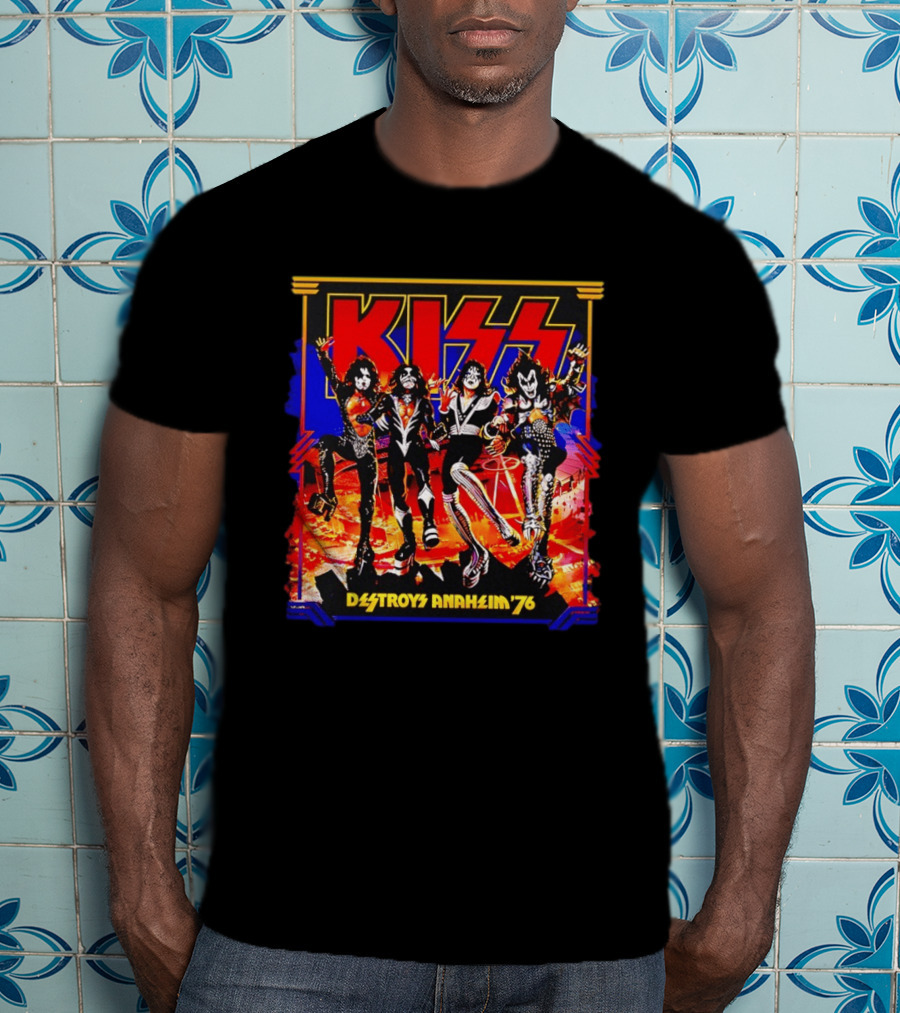 KISS Destroys Anaheim 76 Band Photo Arena Show T-Shirt