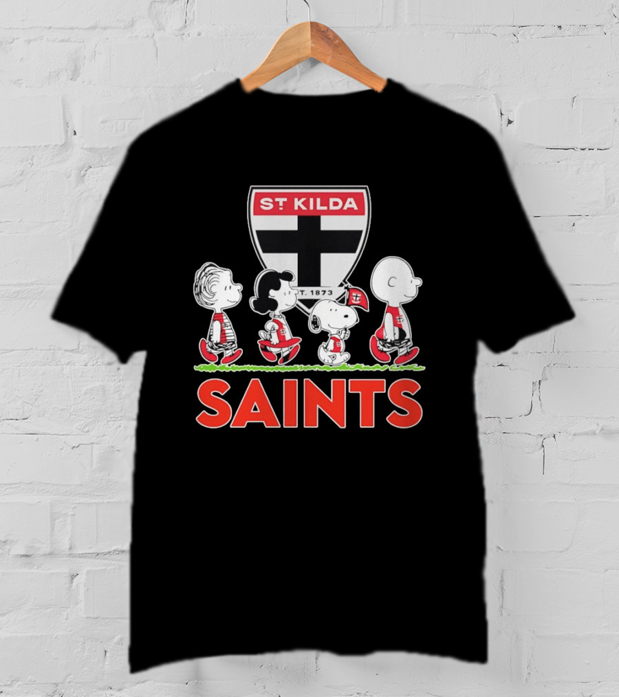 Peanuts Characters St Kilda Saints AFL 1873 Snoopy Charlie Brown Lucy Linus T-Shirt