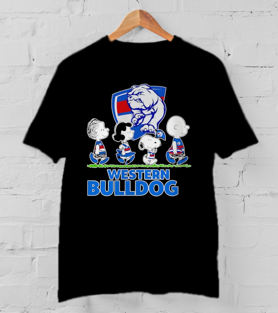 Peanuts Snoopy Charlie Brown Western Bulldogs AFL Team Lucy Schroeder T-Shirt