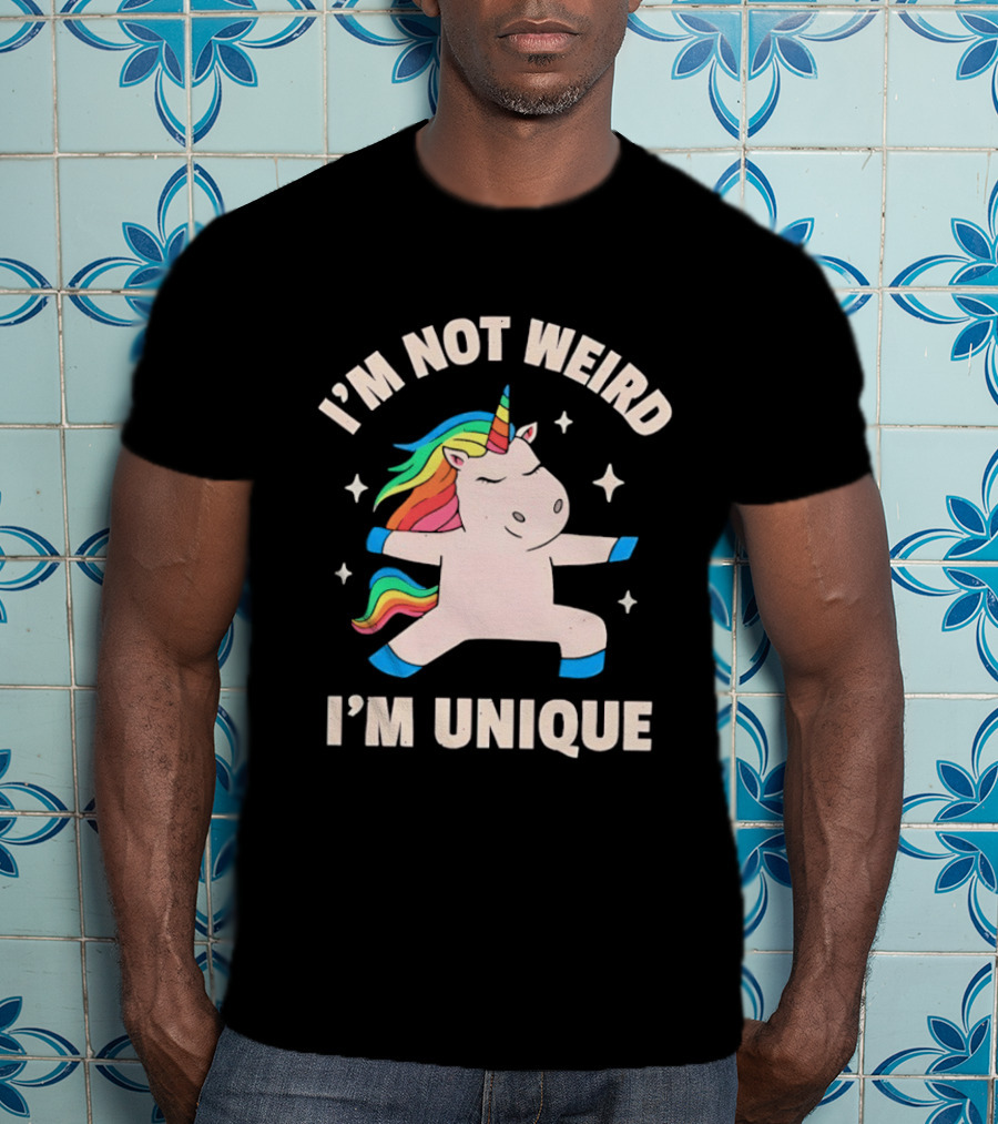 I'm Not Weird I'm Unique Unicorn Dabbing Rainbows T-Shirt