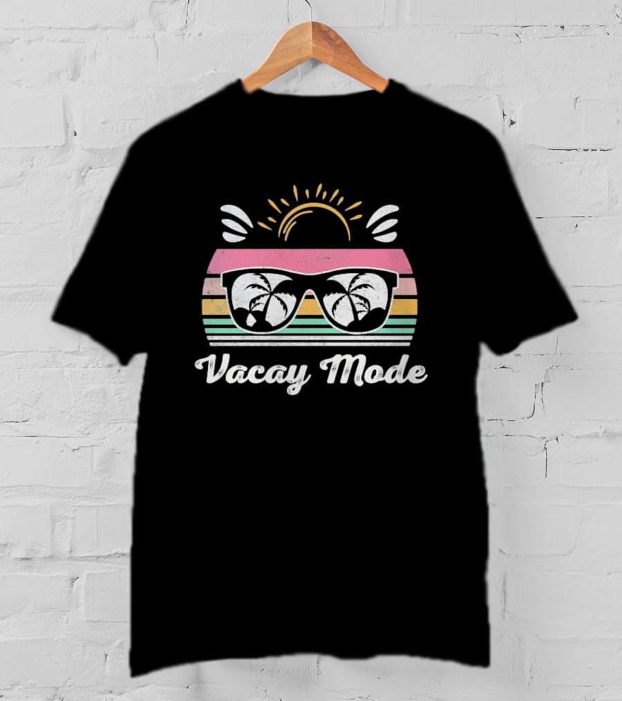 Vacay Mode Sunglasses Palm Tree Sunset Reflection T-Shirt