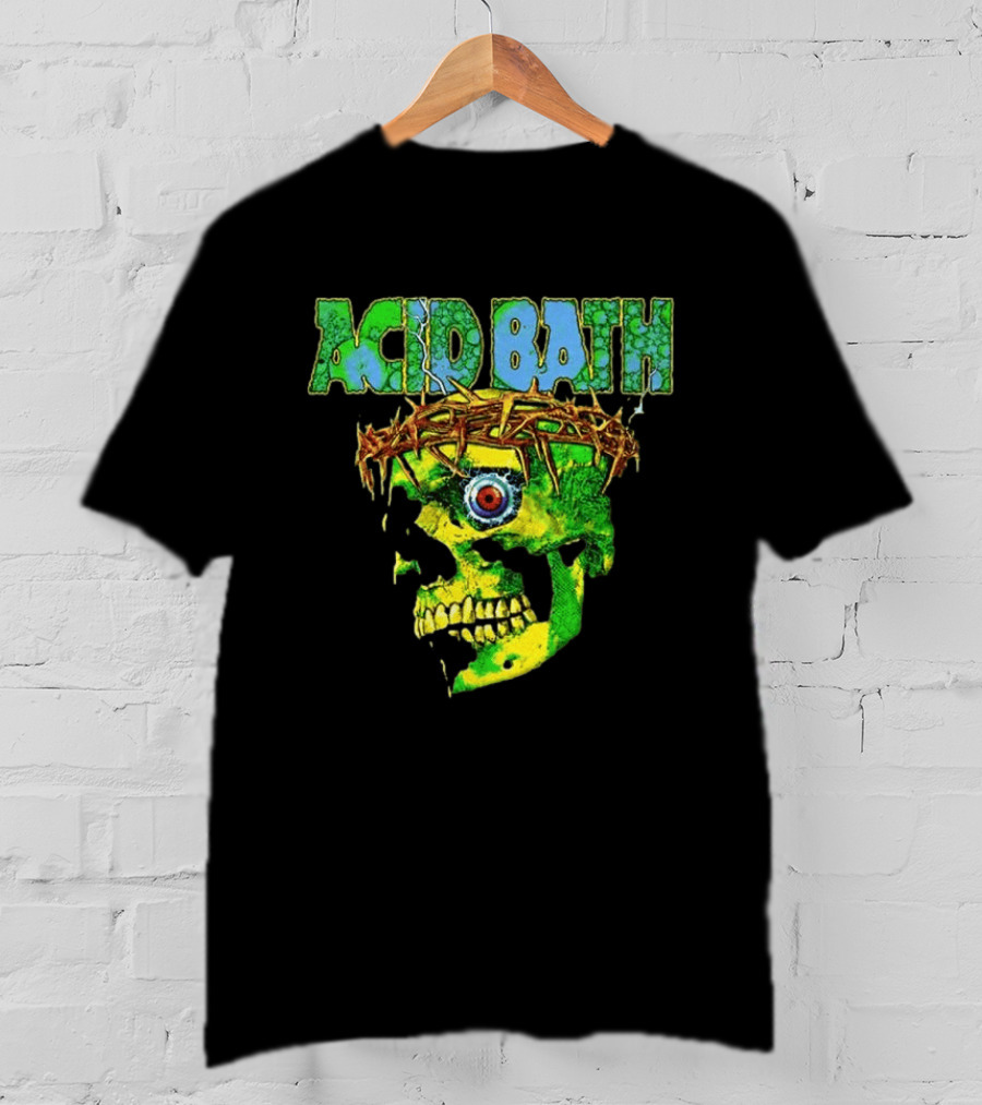 Acid Bath 2026 EU And UK Tour Green Skull Crown Of Thorns Dates Back T-Shirt