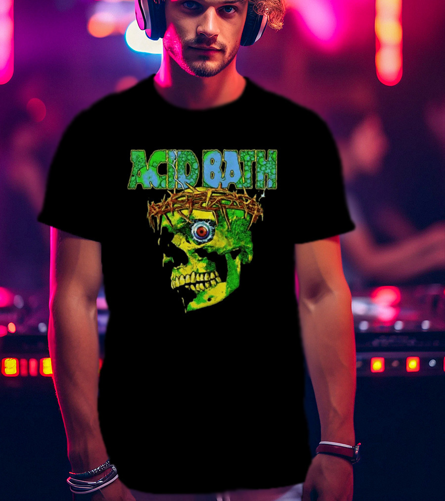 Acid Bath 2026 EU And UK Tour Green Skull Crown Of Thorns Dates Back T-Shirt