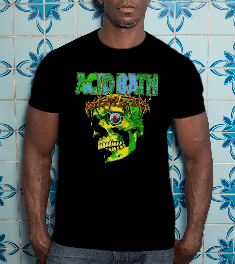 Acid Bath 2026 EU And UK Tour Green Skull Crown Of Thorns Dates Back T-Shirt