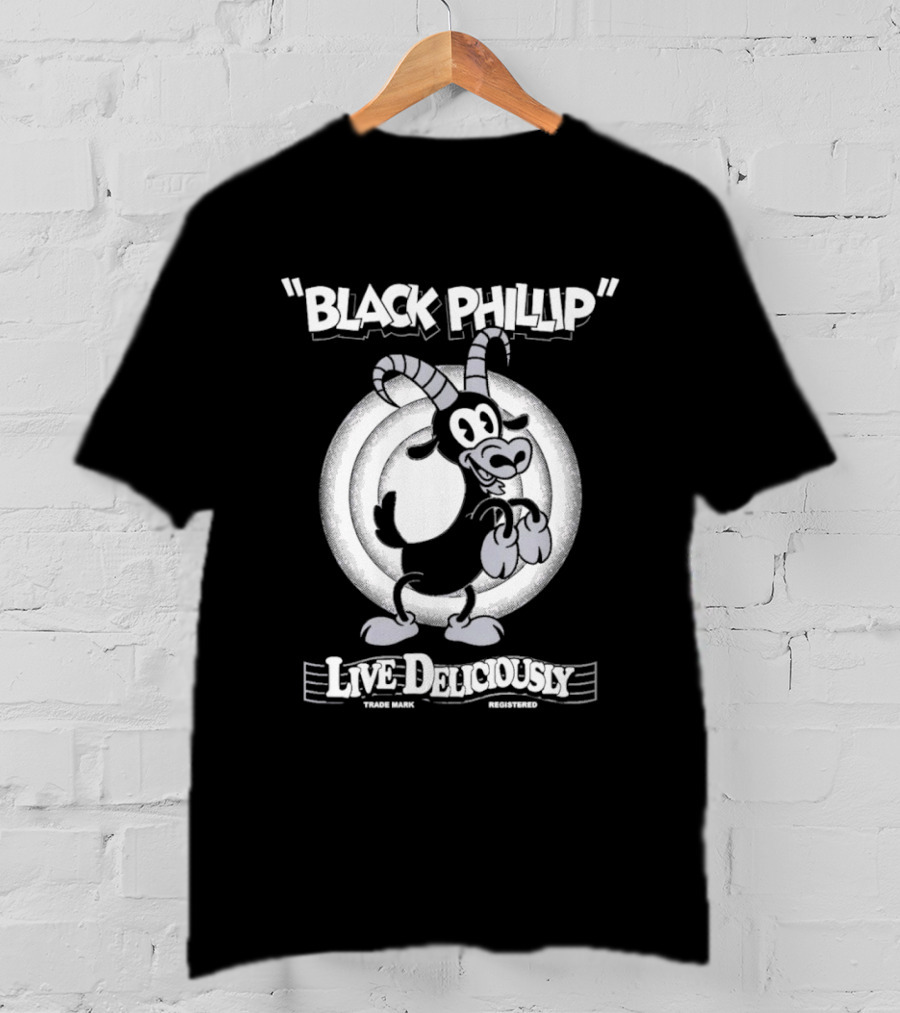 Black Phillip Live Deliciously Retro Cartoon Goat T-Shirt