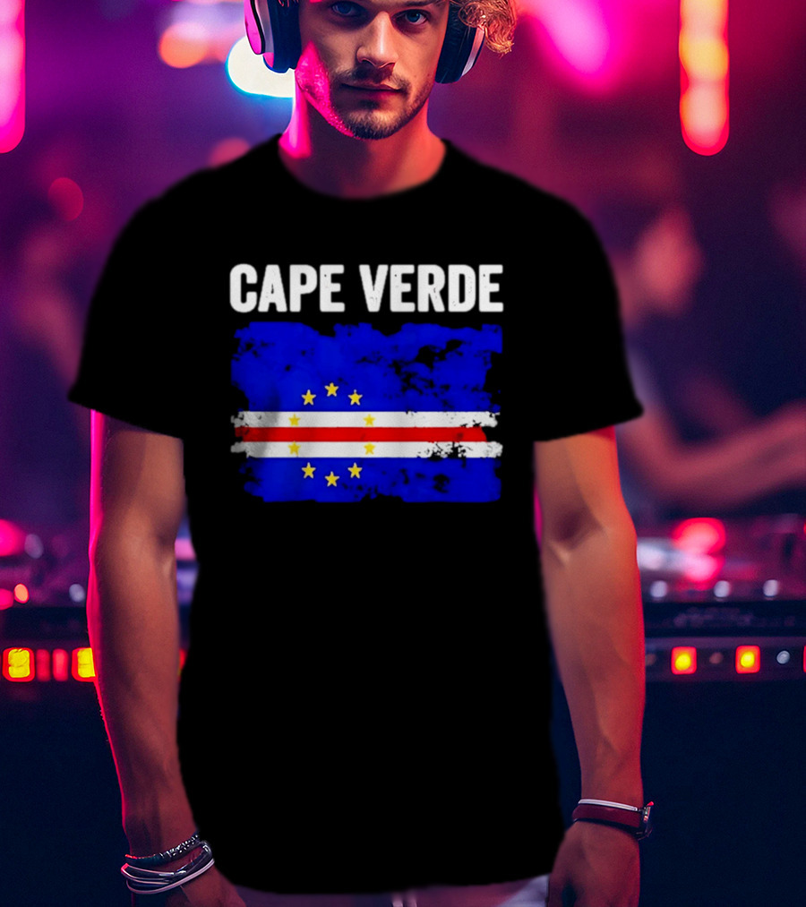 Cape Verde Distressed Flag Design Six Yellow Stars T-Shirt