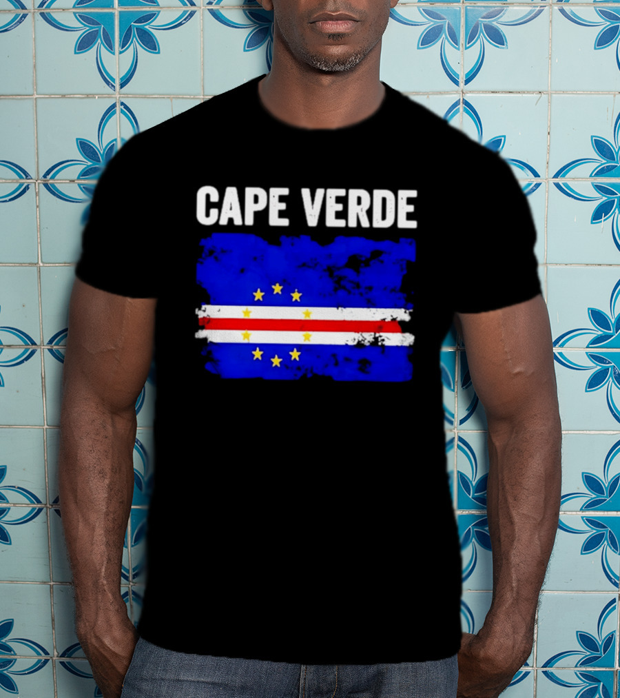 Cape Verde Distressed Flag Design Six Yellow Stars T-Shirt