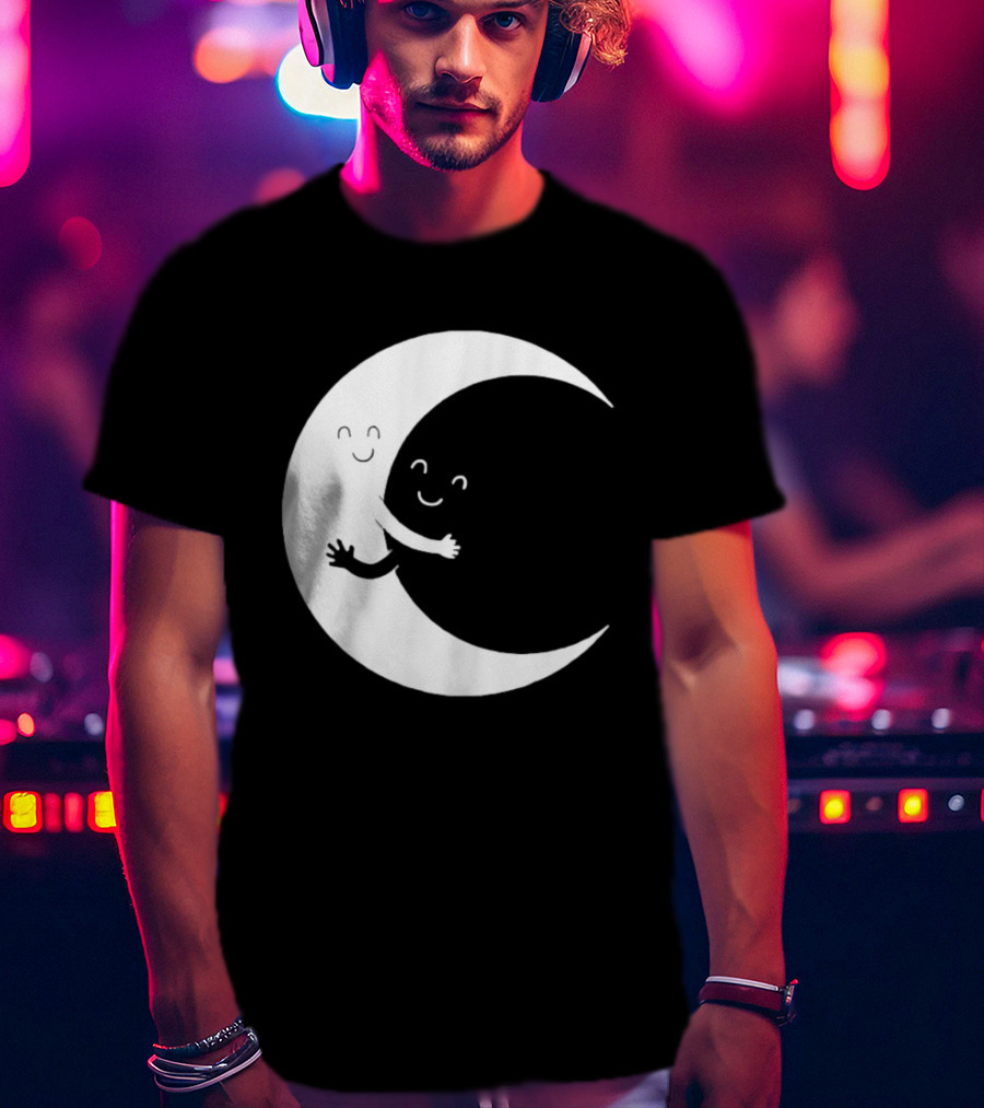 Celestial Hugging Moon Crescent Night Sky Space T-Shirt