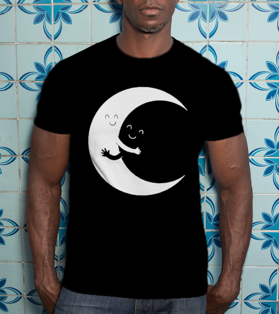 Celestial Hugging Moon Crescent Night Sky Space T-Shirt