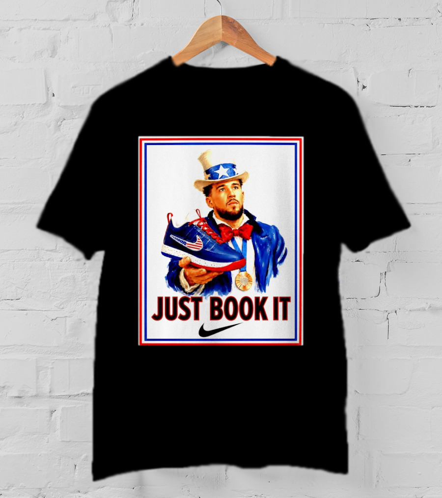 Just Book It Devin Booker Uncle Sam Gold Medal Nike Sneaker T-Shirt