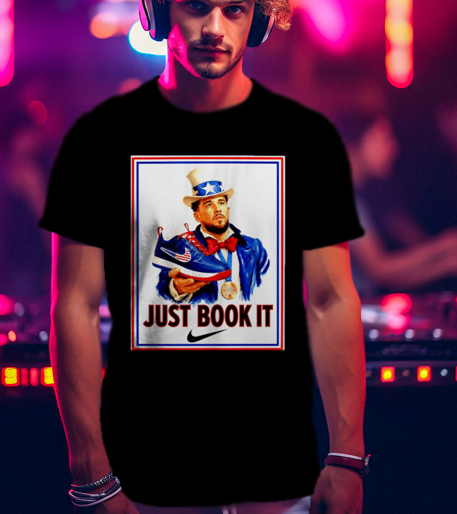 Just Book It Devin Booker Uncle Sam Gold Medal Nike Sneaker T-Shirt