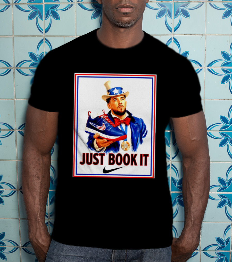 Just Book It Devin Booker Uncle Sam Gold Medal Nike Sneaker T-Shirt