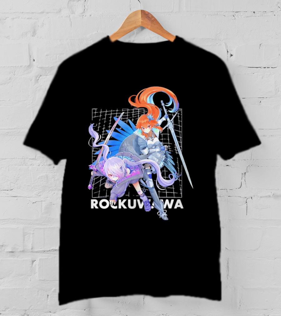 Rockuwawa Anime Warrior Girls Sword Katana Grid T-Shirt