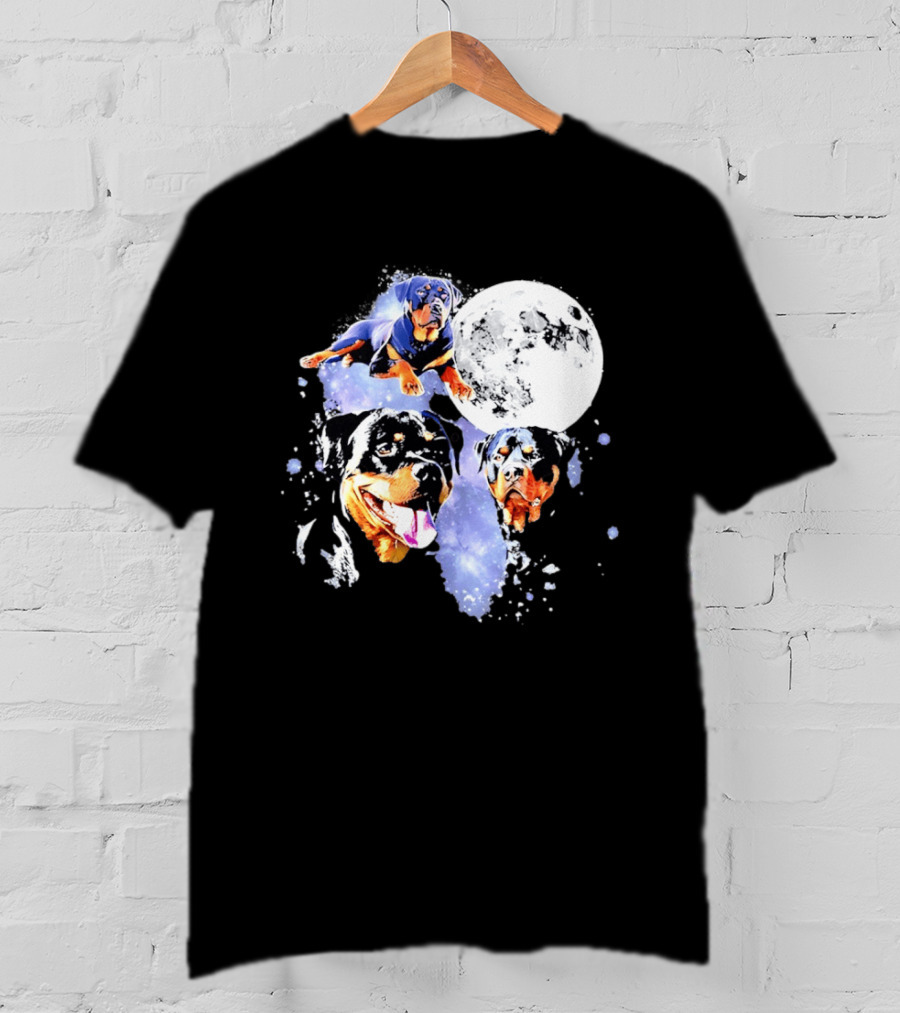 Rottweiler Galaxy Moon Space Celestial Dog Breed Lover Pet Owner Lunar Canine Adventure T-Shirt