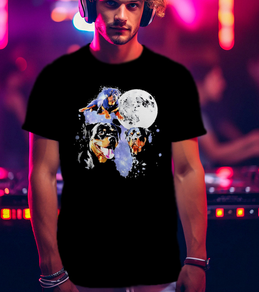 Rottweiler Galaxy Moon Space Celestial Dog Breed Lover Pet Owner Lunar Canine Adventure T-Shirt