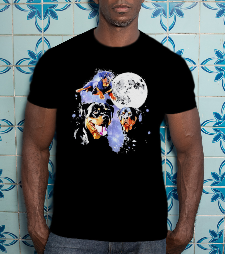 Rottweiler Galaxy Moon Space Celestial Dog Breed Lover Pet Owner Lunar Canine Adventure T-Shirt