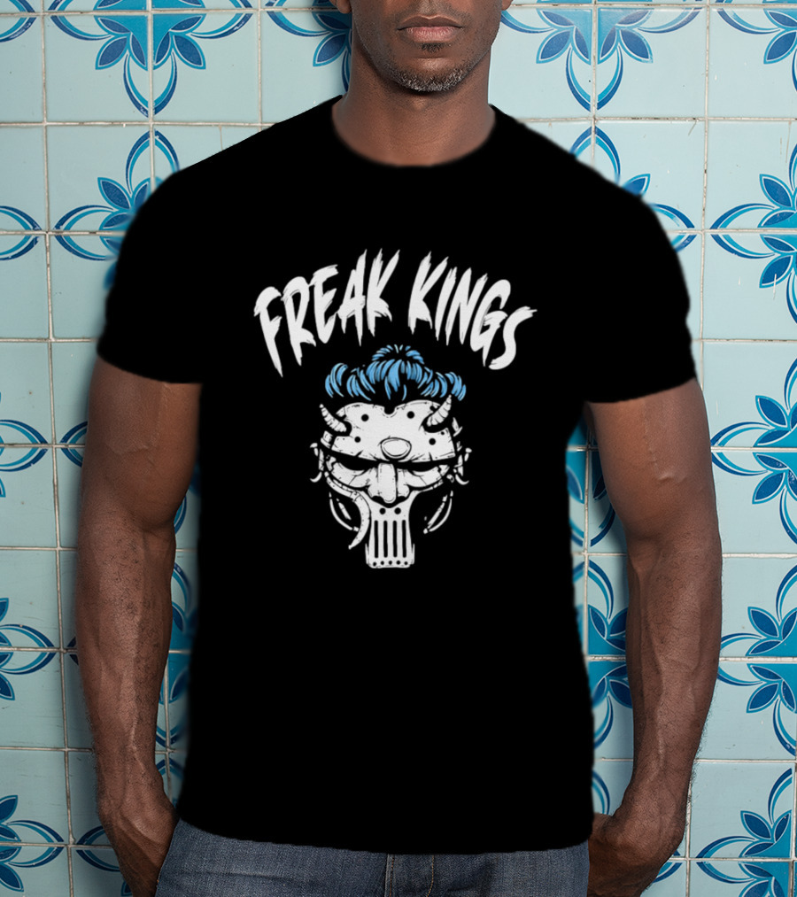 Freak Kings Horned Skull Blue Hair T-Shirt