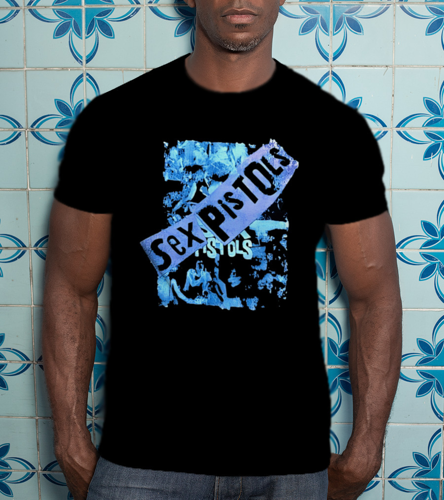 Sex Pistols Distressed Blue Photo Collage T-Shirt