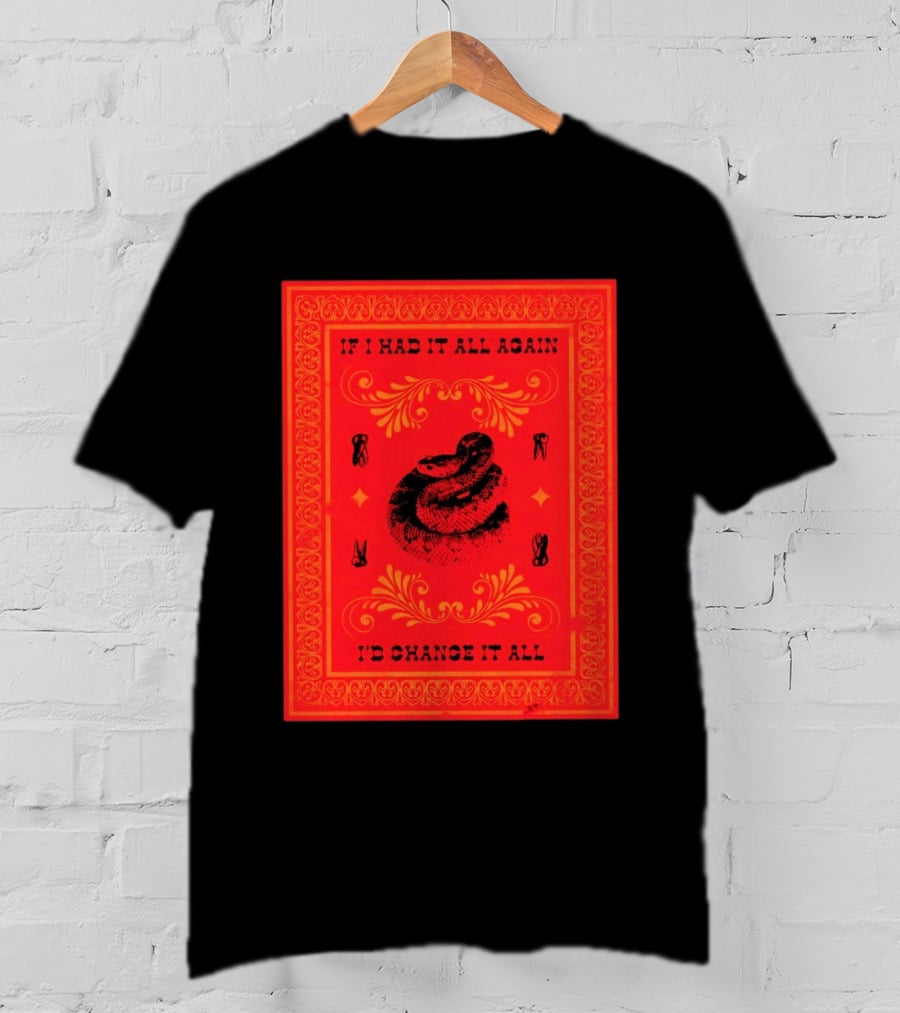 If I Had It All Again I'd Change It All Rattlesnake Western Red Bandana T-Shirt
