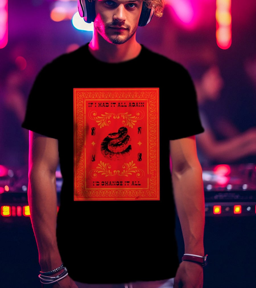 If I Had It All Again I'd Change It All Rattlesnake Western Red Bandana T-Shirt