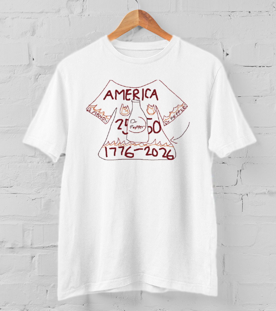 America Dr Pepper 1776 2026 Bottle Flames T-Shirt
