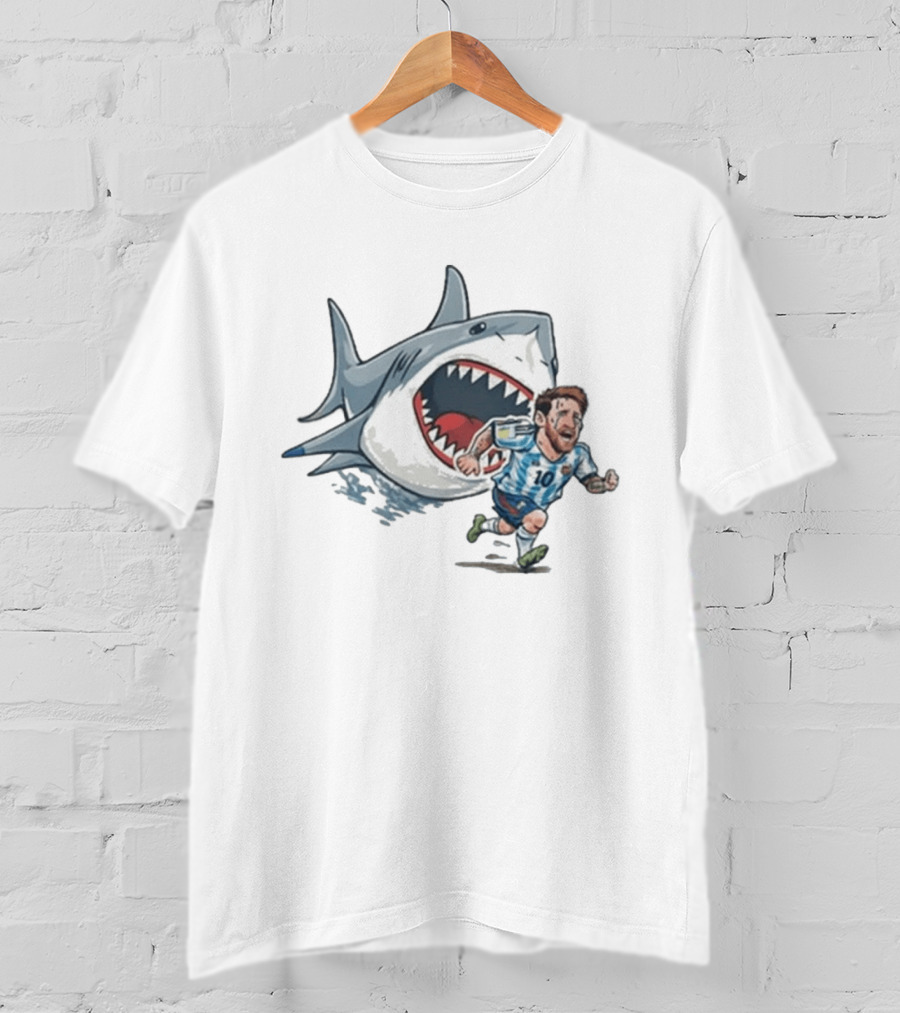 Cape Verde Brainrot Messi Shark Chase Soccer Humor T-Shirt