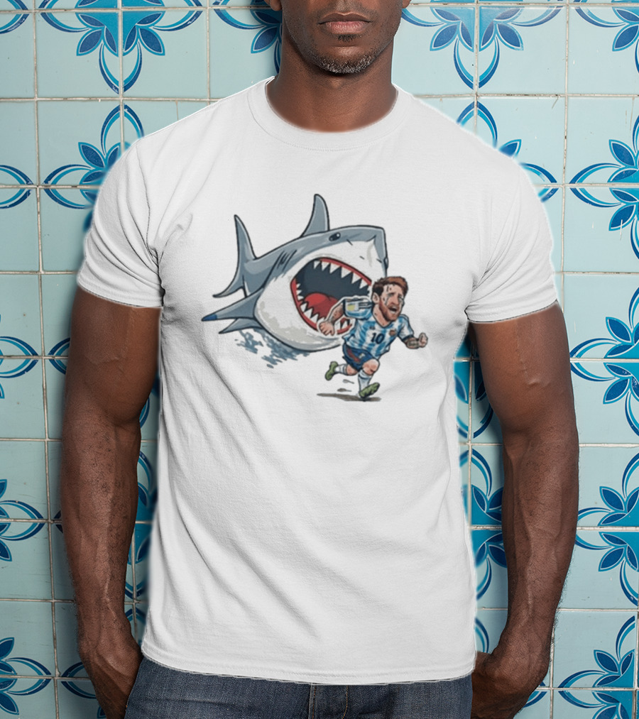 Cape Verde Brainrot Messi Shark Chase Soccer Humor T-Shirt