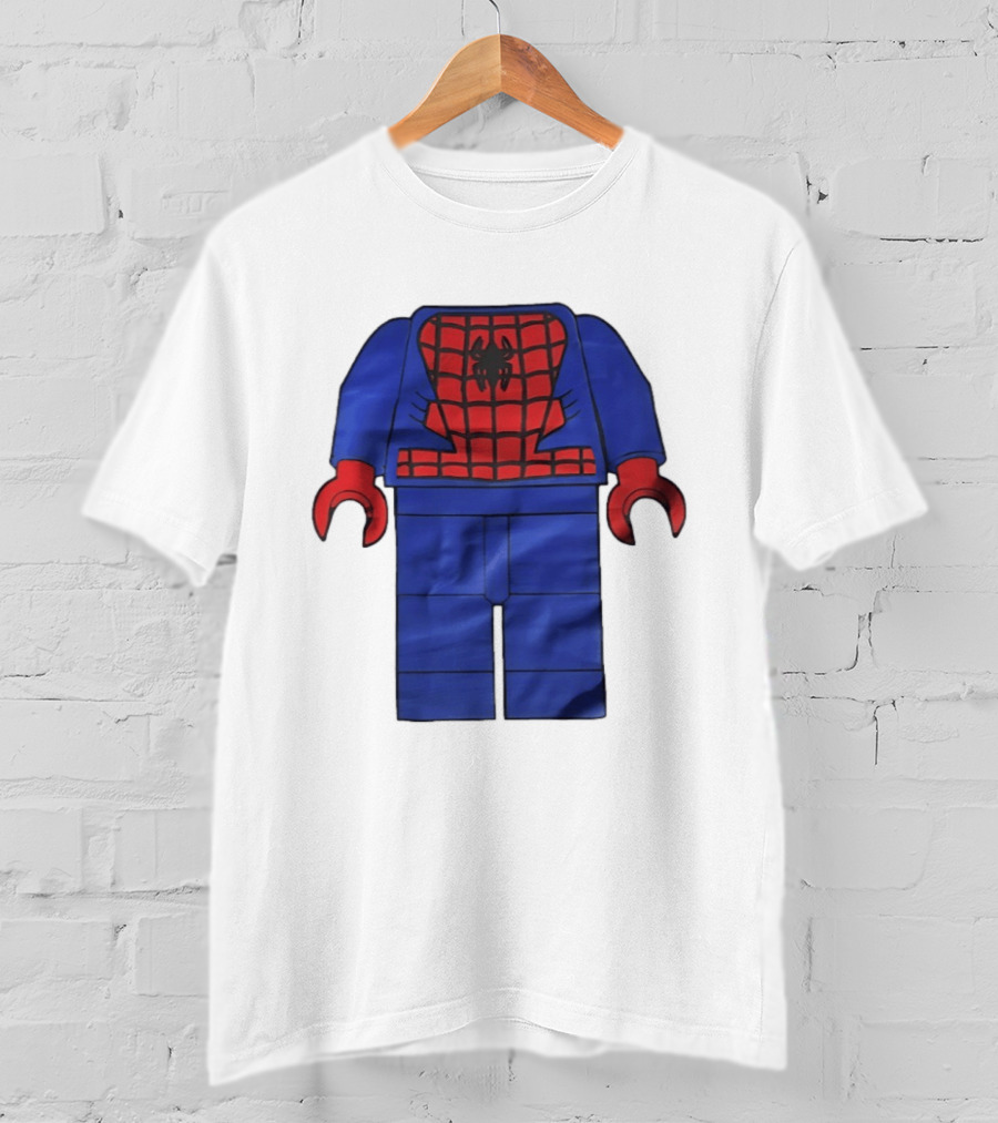 Lego Spider Man Minifigure Marvel Super Hero Iconic Costume Red And Blue Suit T-Shirt
