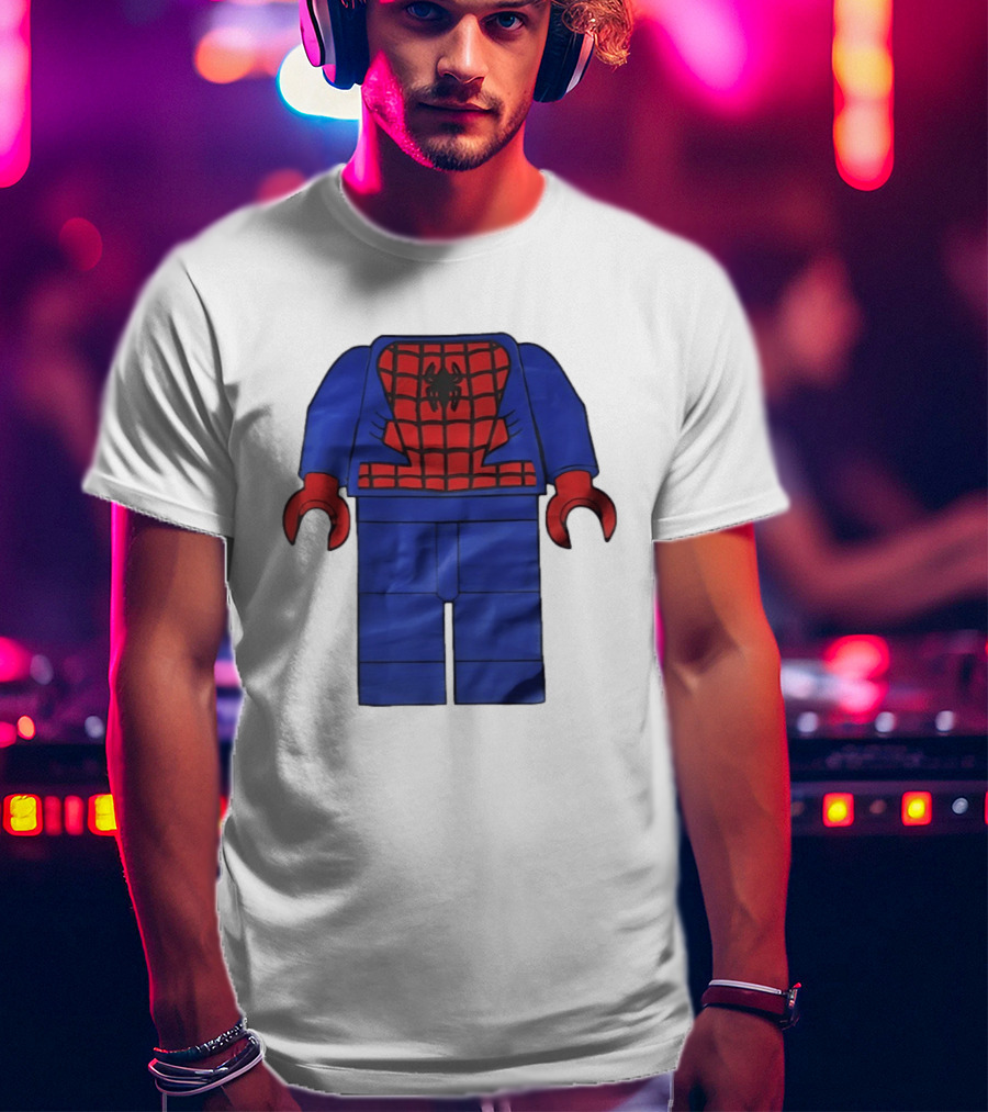 Lego Spider Man Minifigure Marvel Super Hero Iconic Costume Red And Blue Suit T-Shirt